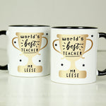 Personalised World's Best Teacher Trophy Black Handled Mug