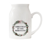 Personalised Green Christmas Wreath Ceramic Jug Vase