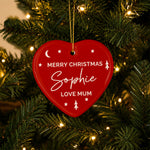 Personalised Red Christmas Ceramic Heart Decoration