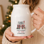 Personalised Water Colour Christmas House Ceramic Jug Vase
