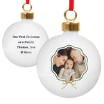 Personalised Scallop Bow Photo Upload Ceramic Bauble