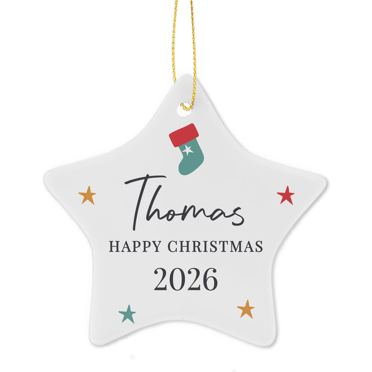 Personalised Christmas Ceramic Star Decoration