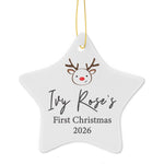 Personalised Reindeer Ceramic Star Decoration
