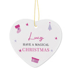 Personalised Pink Icons Ceramic Heart Decoration