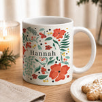Personalised Poinsettia Pattern Mug