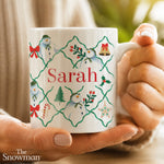 Personalised The Snowman Christmas Wishes Pattern Mug