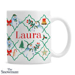 Personalised The Snowman Christmas Wishes Pattern Mug