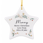 Personalised Christmas Botanical Ceramic Star Decoration
