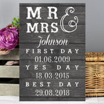 Personalised Mr & Mrs First Day Yes Day & Best Day Metal Sign