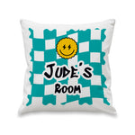 Personalised Blue Check Childrens Bedroom Cushion