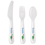 Personalised Dinosaur 3 Piece Plastic Cutlery Set