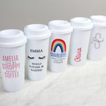 Personalised Rainbow Insulated Reusable Eco Travel Cup