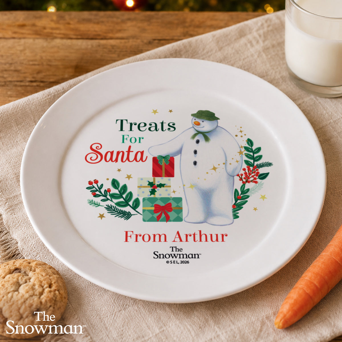 Personalised The Snowman Christmas Wishes Treats For Santa Plastic Plate