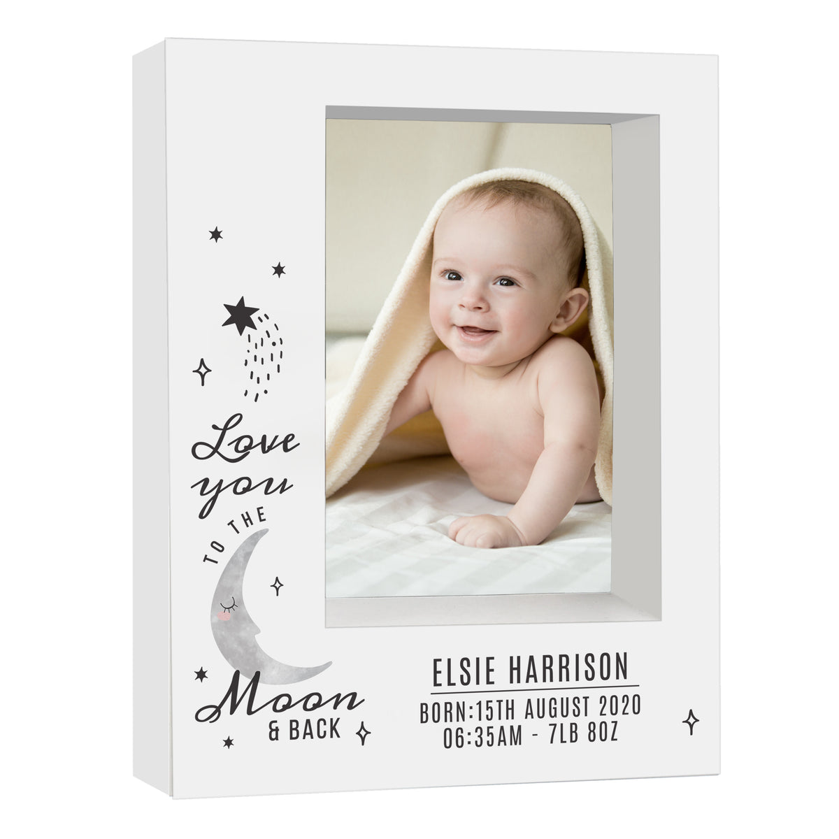 Personalised Baby To The Moon and Back 5x7 Box Photo Frame