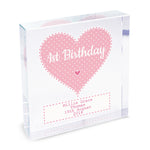 Personalised Stitch & Dot Baby Girl Crystal Token