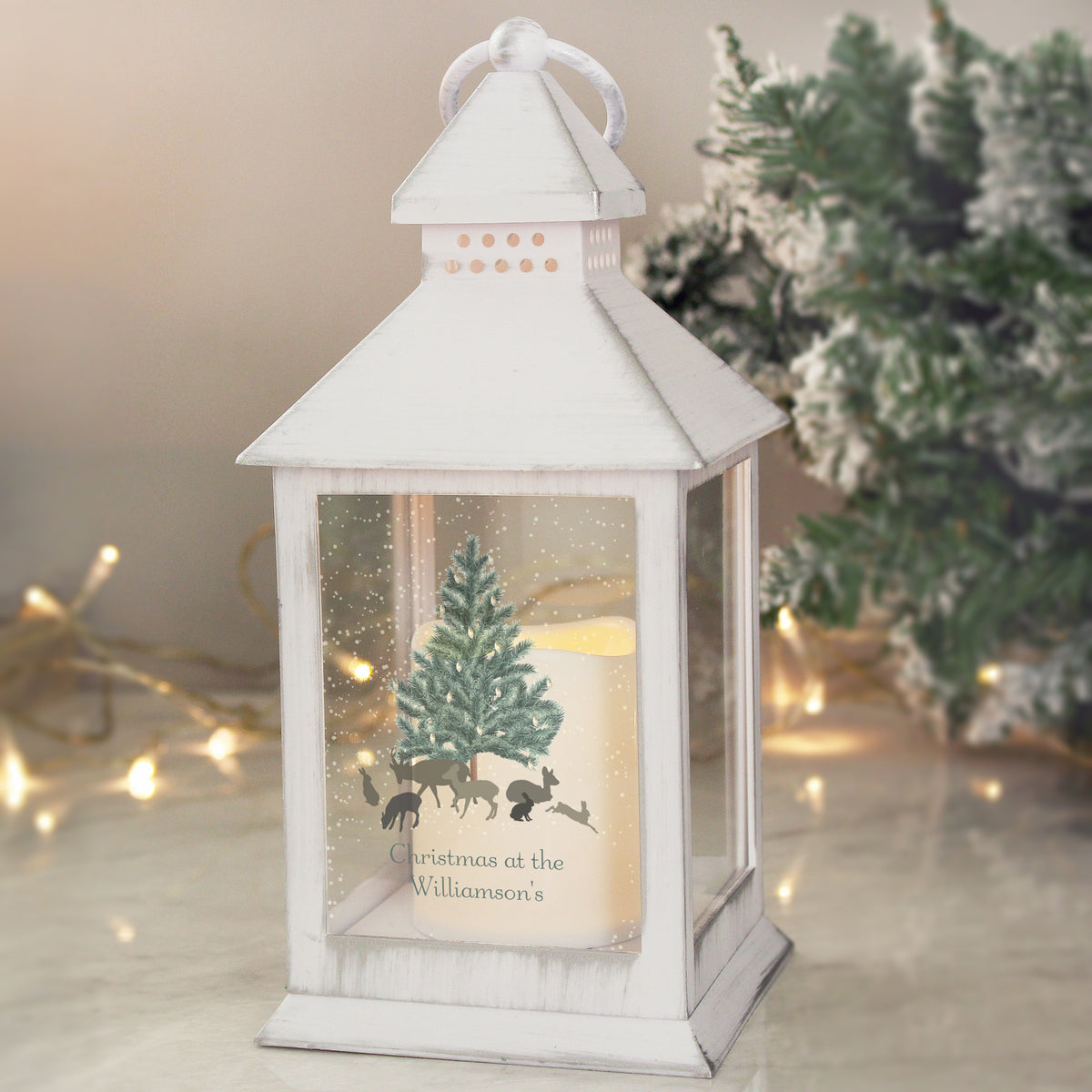 Personalised A Winter's Night White Lantern