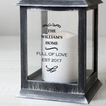 Personalised Antique Scroll Rustic Black Lantern