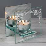 Personalised Diamante Effect Mirrored Glass Tea Light Candle Holder