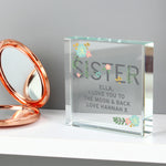 Personalised Floral Sister  Crystal Token