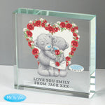 Personalised Me to You Rose Heart Crystal Token