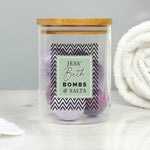 Personalised Abstract Free Text Glass Jar with Bamboo Lid