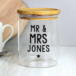 Personalised Free Text Glass Jar with Bamboo Lid