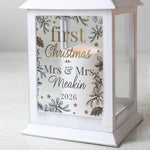 Personalised First Christmas White Lantern