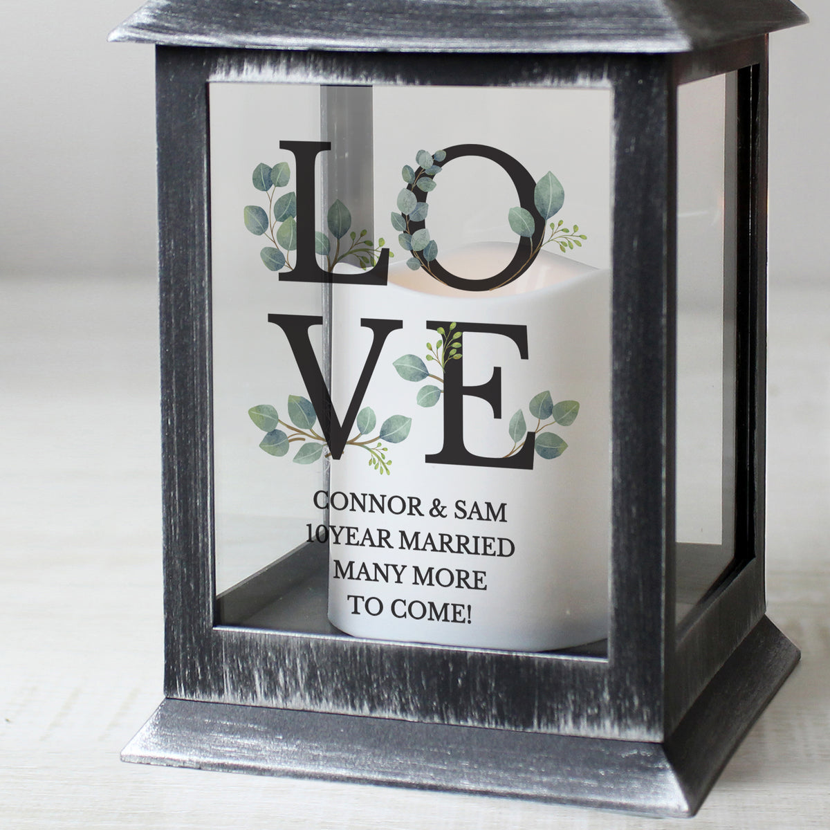 Personalised LOVE LED Black Lantern