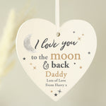 Personalised To the Moon and Back... Wooden Heart Decoration