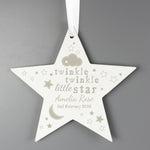 Personalised Twinkle Twinkle Wooden Star Decoration