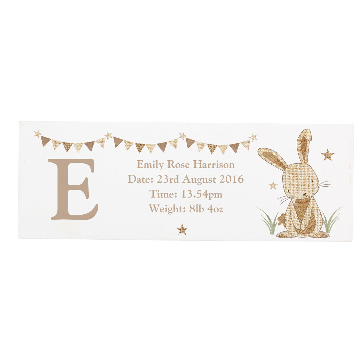 Personalised Hessian Rabbit Wooden Mantel Decoration