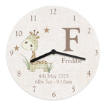 Personalised Hessian Giraffe Shabby Chic Large Wooden Clock