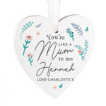 Personalised You're Like A Mum To Me Wooden Heart Decoration
