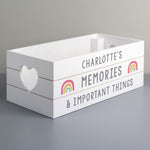 Personalised Rainbow White Wooden Crate
