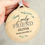 Personalised Leaf Decor Round Wooden Decoration