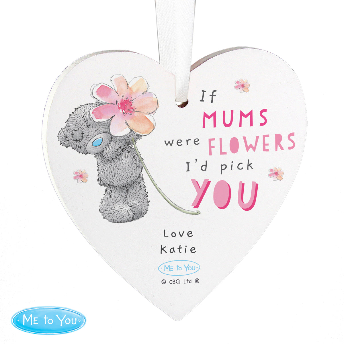 Personalised Me To You If... Were Flowers Wooden Heart Decoration