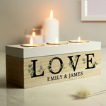 Personalised Botanical Triple Tea Light Box