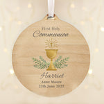 Personalised First Holy Communion Round Wooden Decoration