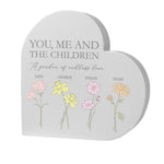 Personalised Flower of the Month Family Heart Ornament