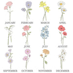 Personalised Flower of the Month Family Heart Ornament