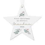Personalised Christmas Foliage Hanging Star Decoration