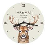 Personalised Watercolour Stag Wooden Clock