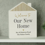 Personalised Black & Gold Free Text Wooden House Ornament