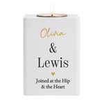 Personalised Black & Gold Free Text White Wooden Tealight