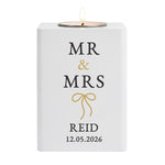 Personalised Black & Gold White Wooden Tealight