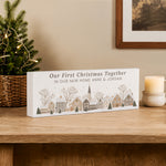 Personalised Christmas House Scene Wooden Mantle Block