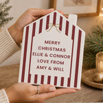 Personalised Candy Cane Stripe Wooden House Ornament