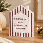 Personalised Candy Cane Stripe Wooden House Ornament