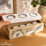 Personalised The Snowman Botanical Triple Tealight Holder
