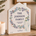 Personalised The Snowman Botanical Wooden House Decoration